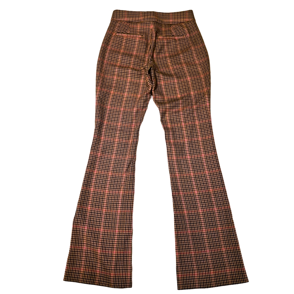 Retro Banana Republic High-Rise Flare Pants | 00P Petites | Pink & Brown Plaid - Picture 2 of 9